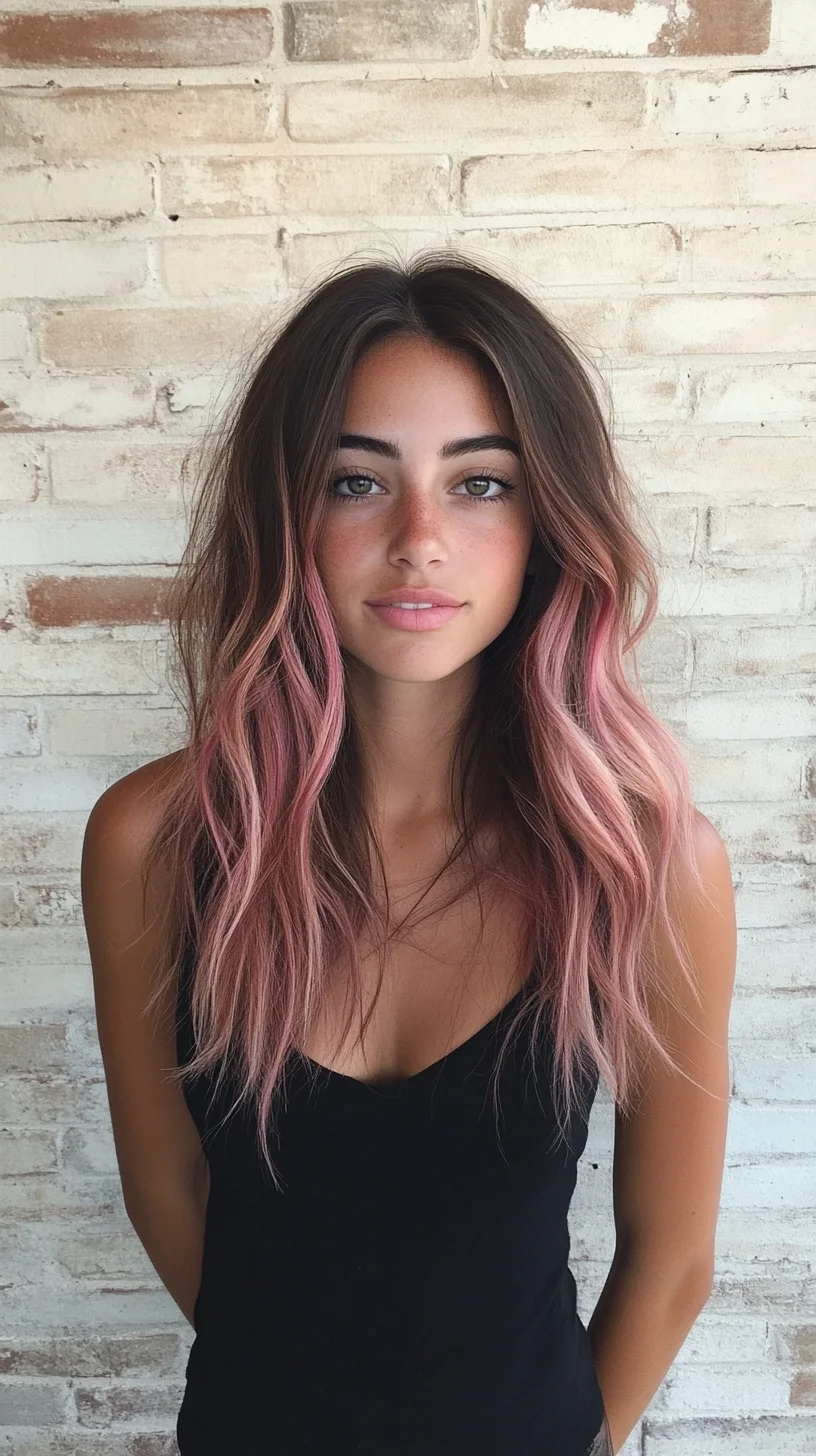 Effortlessly Chic The Wavy Ombre with a Pop of Pink