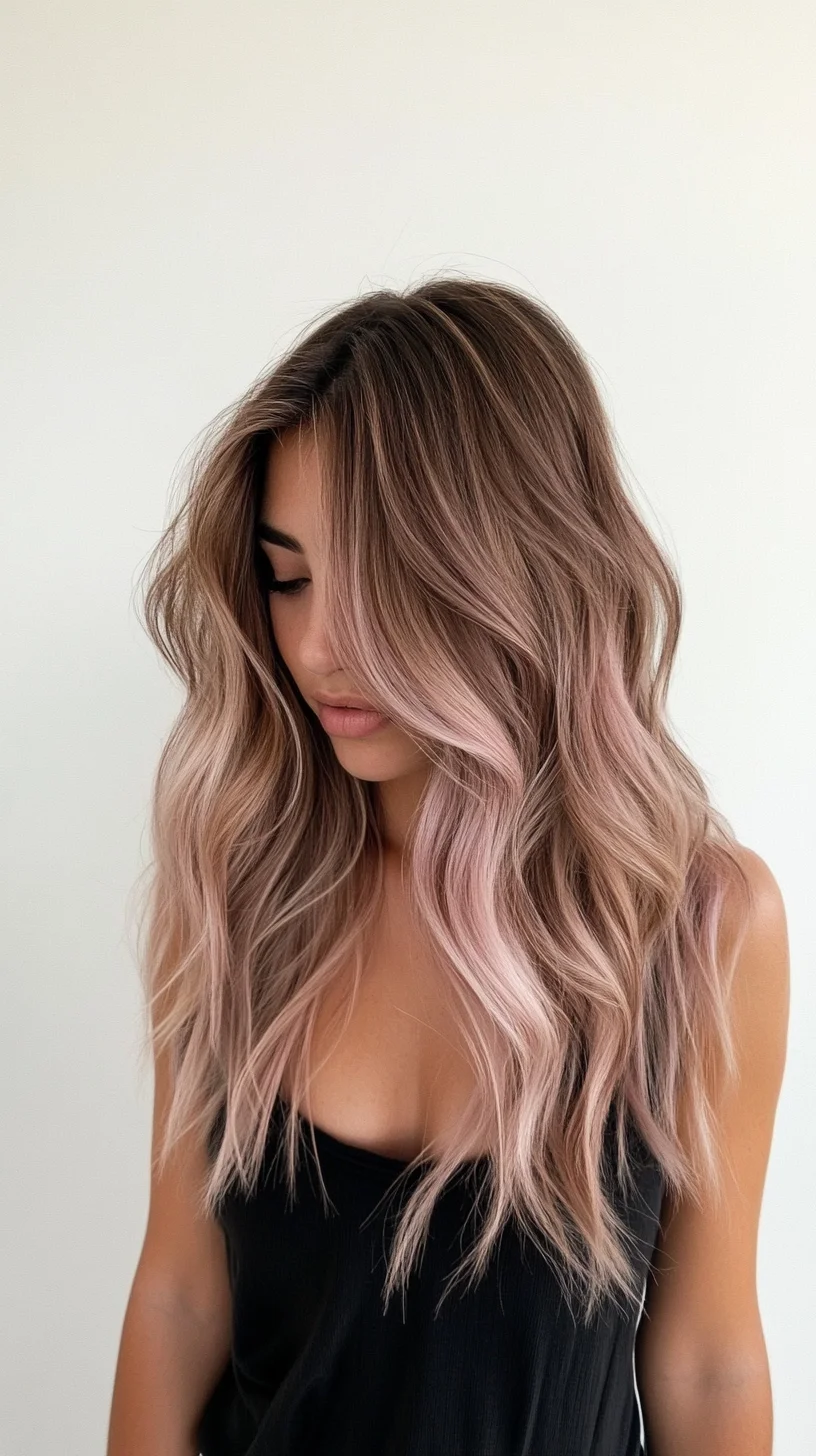 Effortlessly Chic Wavy Pastel Ombre for a Trendy Look