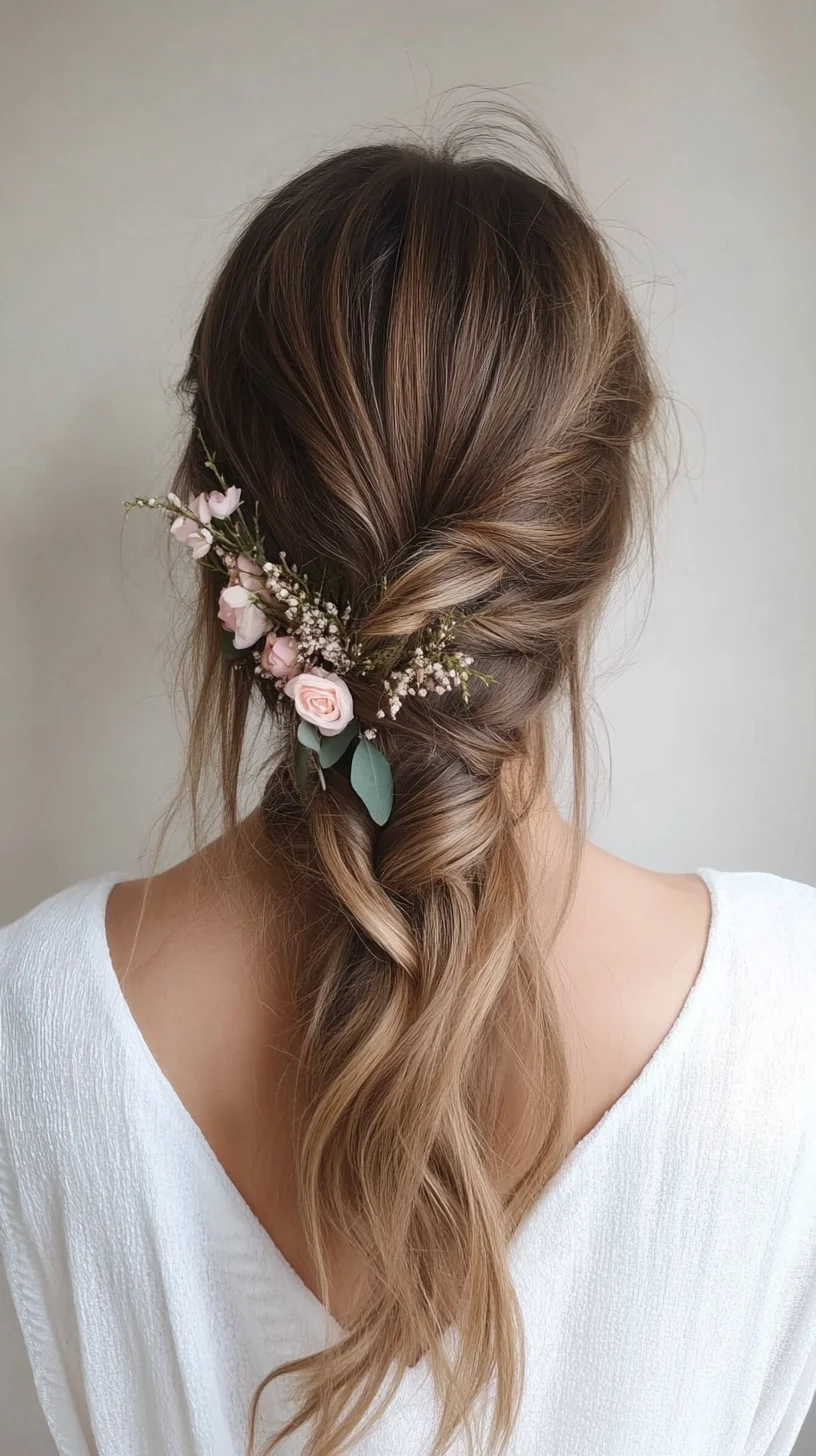 Effortlessly Elegant Loose Braid with Blooms Perfect for Any Occasion