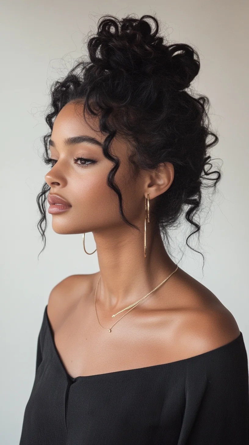 Effortlessly Elegant The Chic Top Knot with Soft Curls