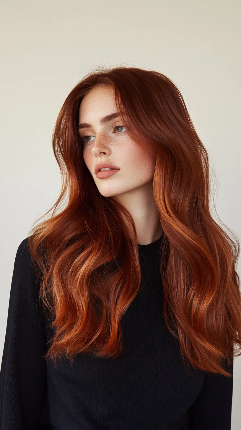 Effortlessly Glam Luscious Waves with Vibrant Copper Tones