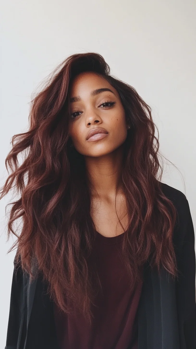 Effortlessly Glam: Voluminous Loose Waves with Rich Chocolate Tones