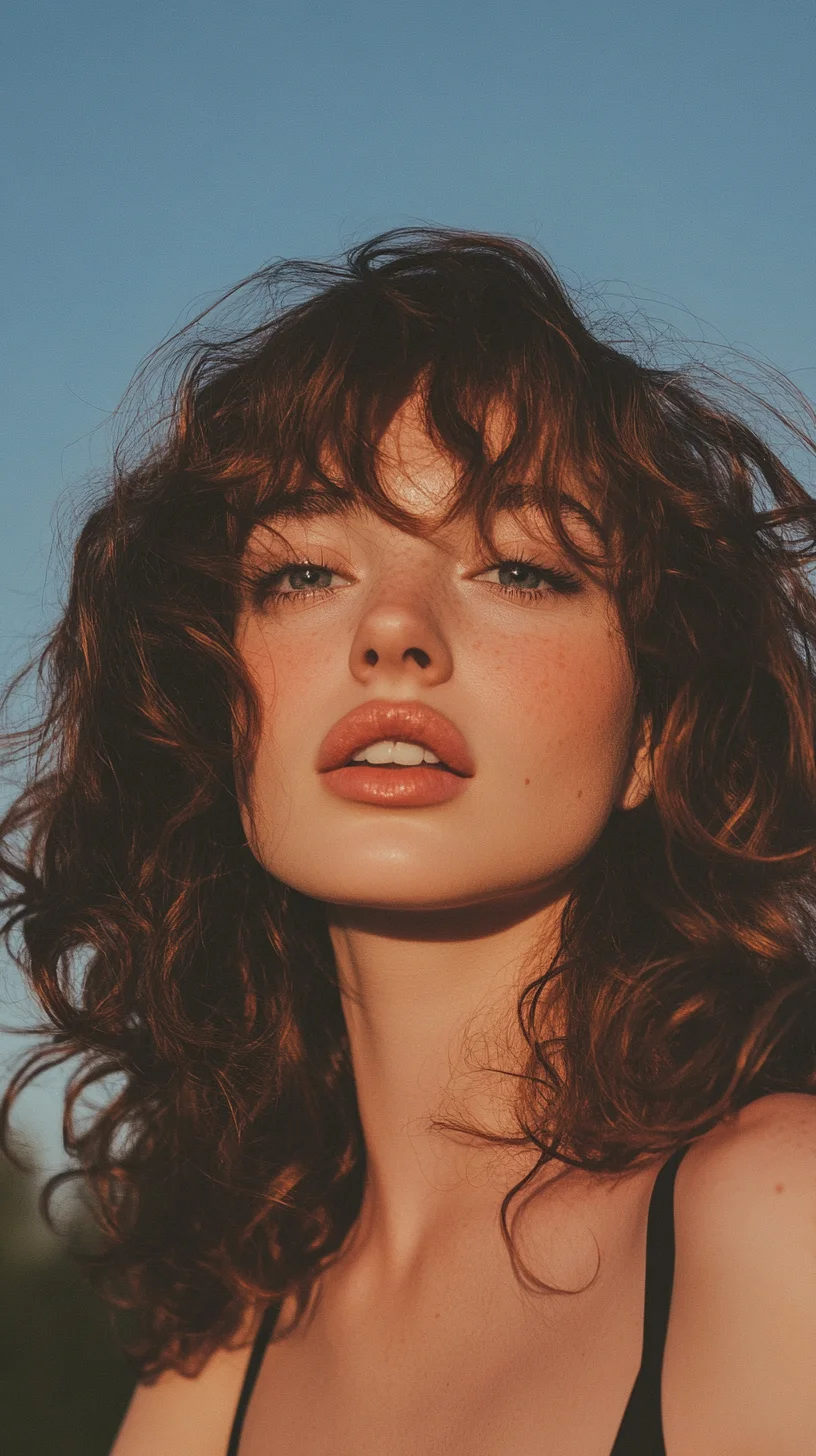 Effortlessly Glamorous Embrace the Voluminous Curly Bob with Flirty Bangs