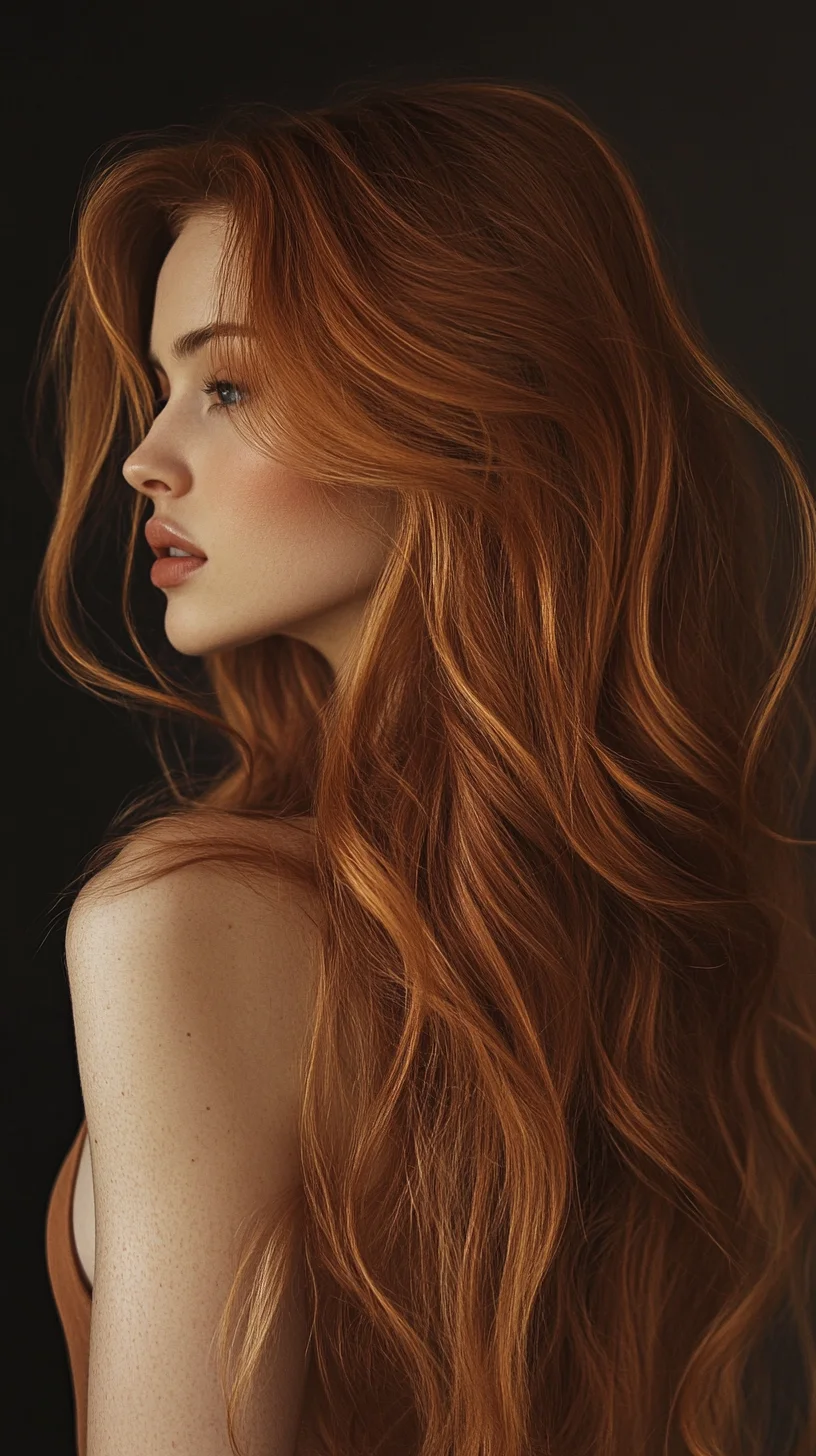 Effortlessly Glamorous: The Long, Luscious Waves of Copper Tresses