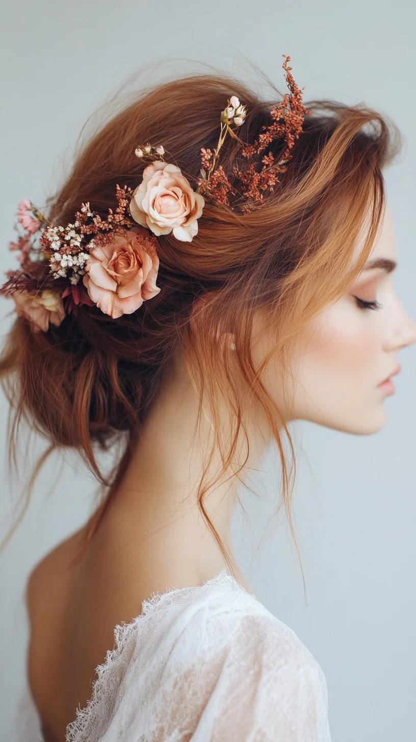 Effortlessly Romantic A Floral Updo for Enchanting Elegance