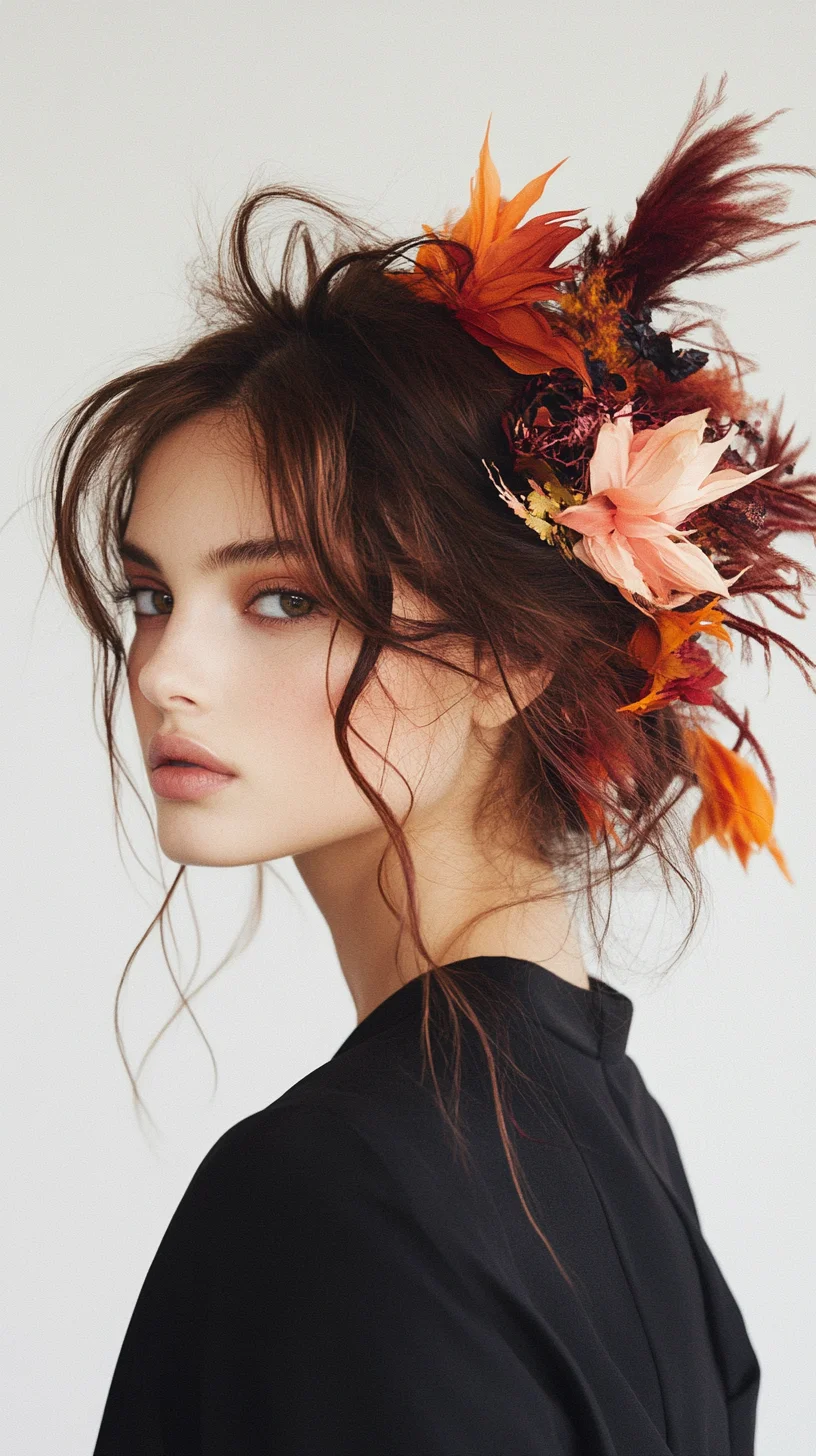 Effortlessly Romantic Boho Chic Hairstyle with Floral Accents