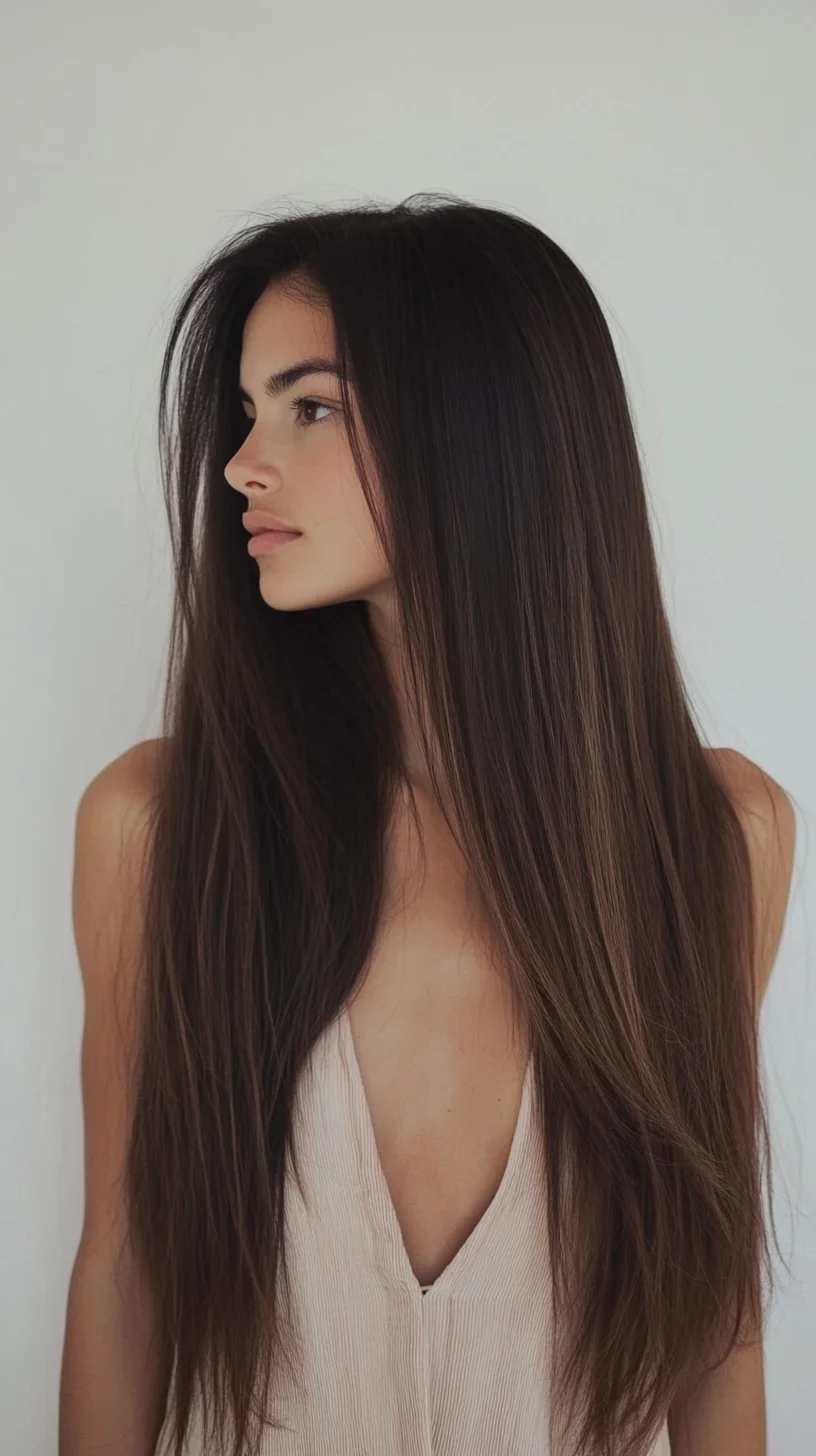 Effortlessly Sleek: The High-Shine Long Layers Hairstyle