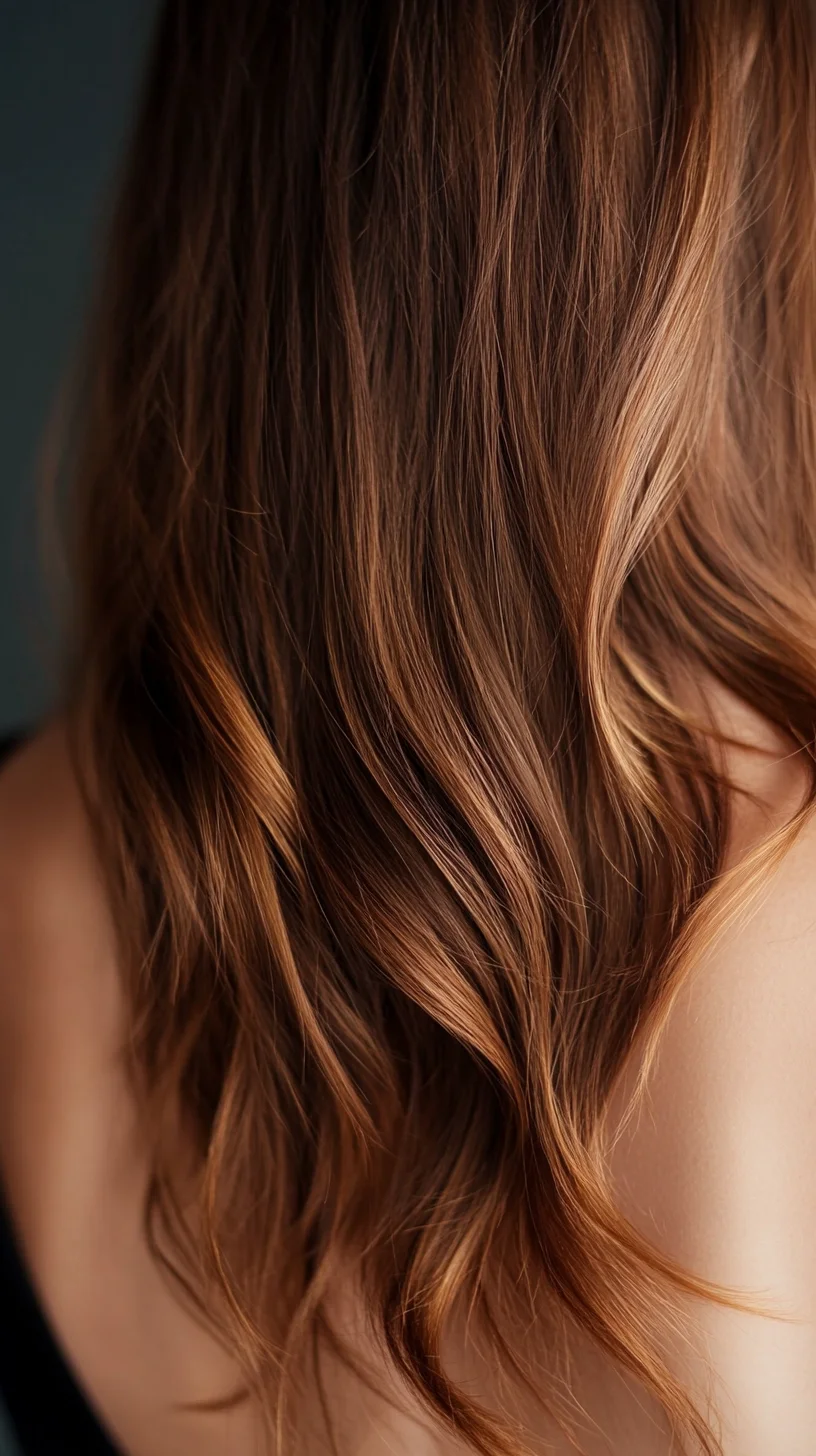 Effortlessly Stunning: Beachy Waves with a Rich Chestnut Hue