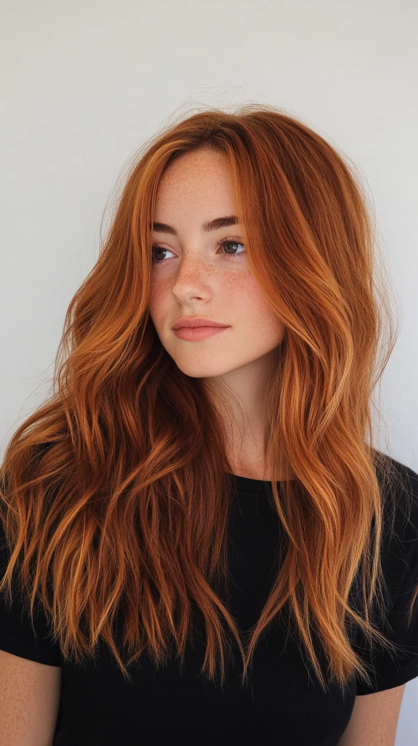 Effortlessly Wavy Copper Locks: A Bohemian Dream