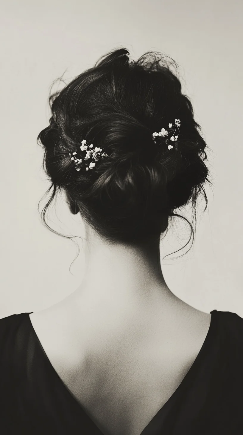 Elegant Chignon with Floral Accents A Timeless and Romantic Updo