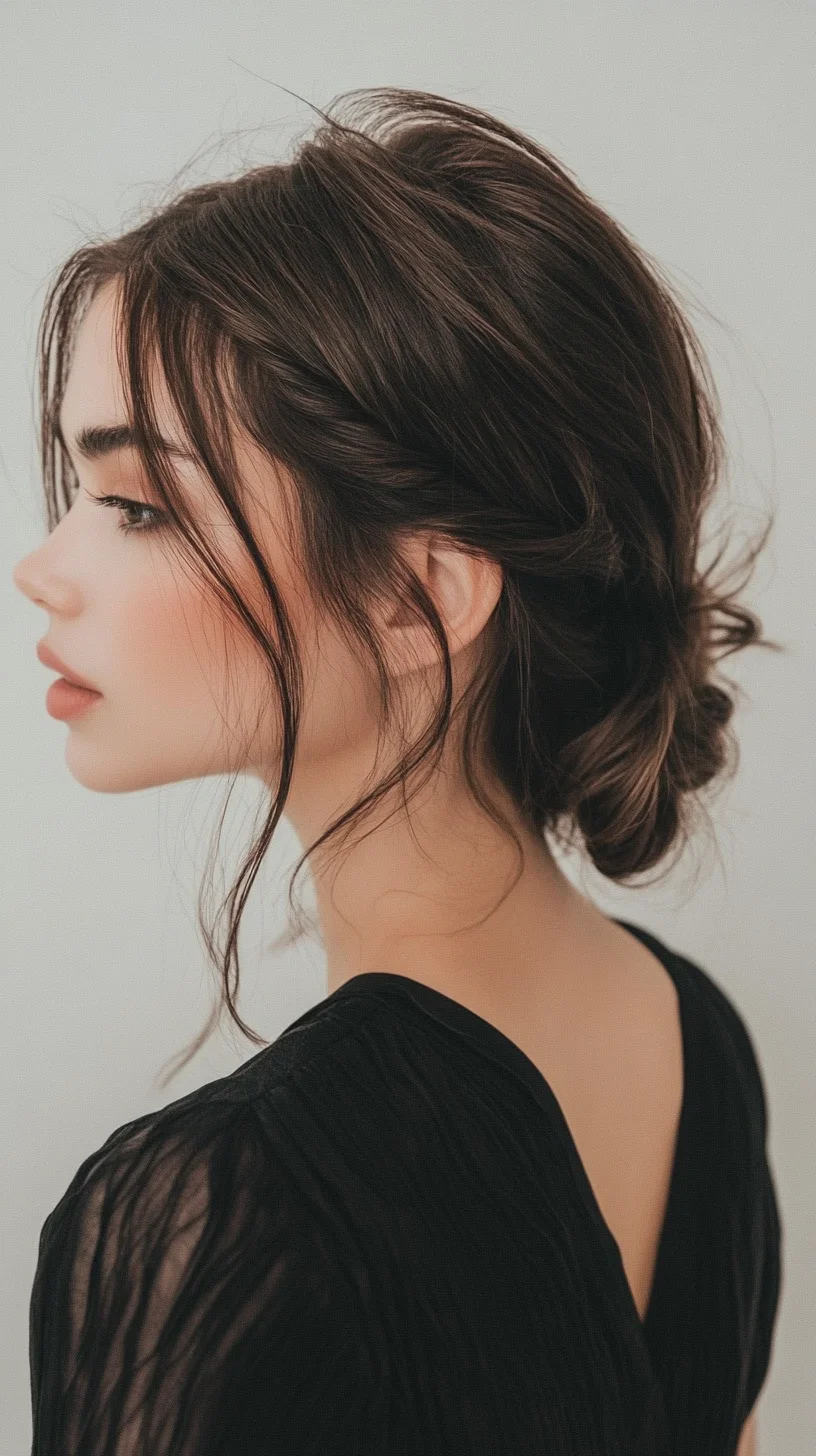 Elegantly Messy: A Chic Low Bun with Soft Face-Framing Strands