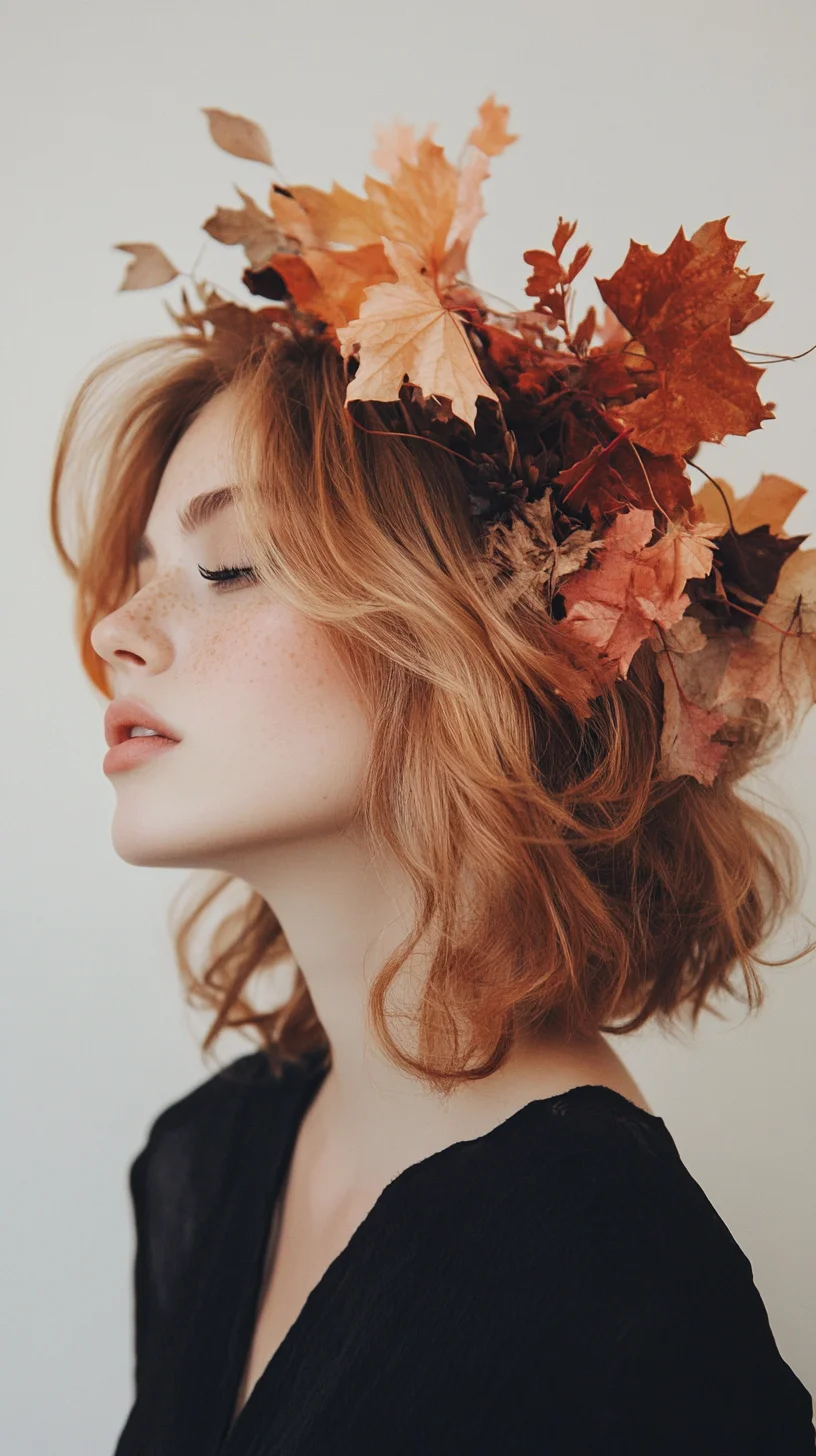 Embrace Autumn with a Chic, Leaf-Adorned Bob