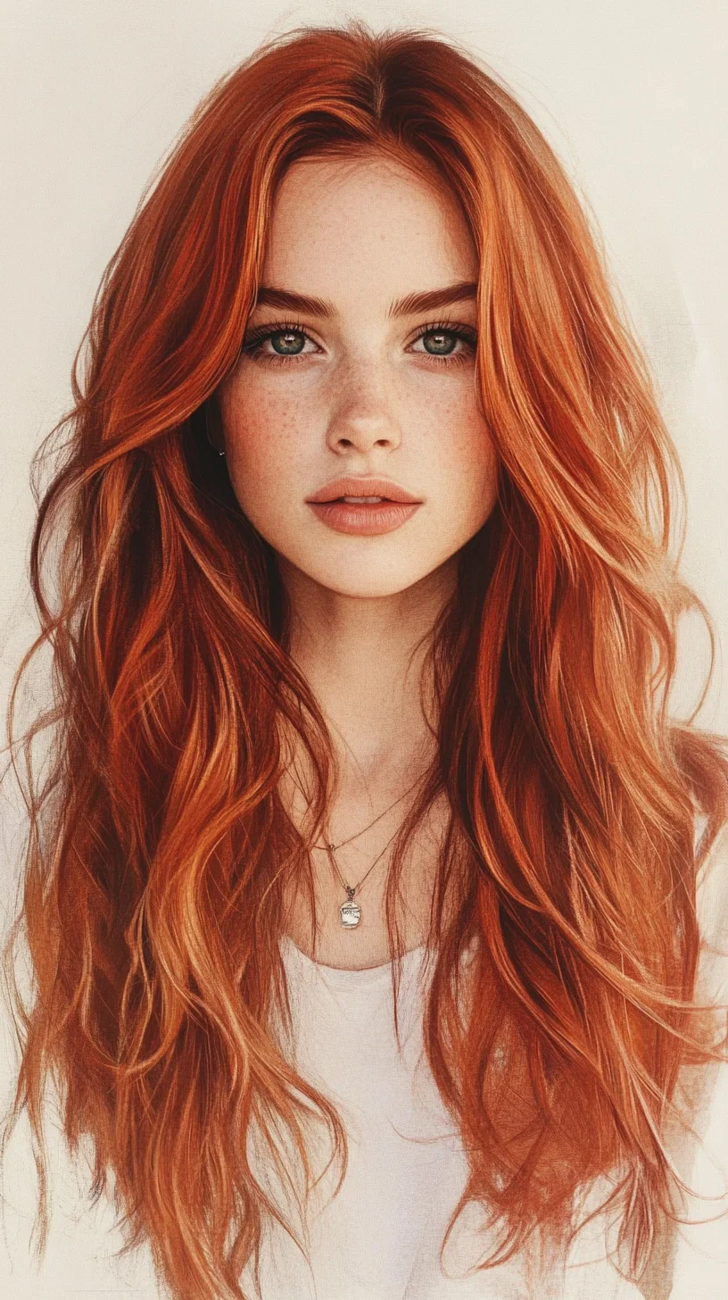 Embrace Effortless Elegance with Luscious Long, Wavy Copper Locks!