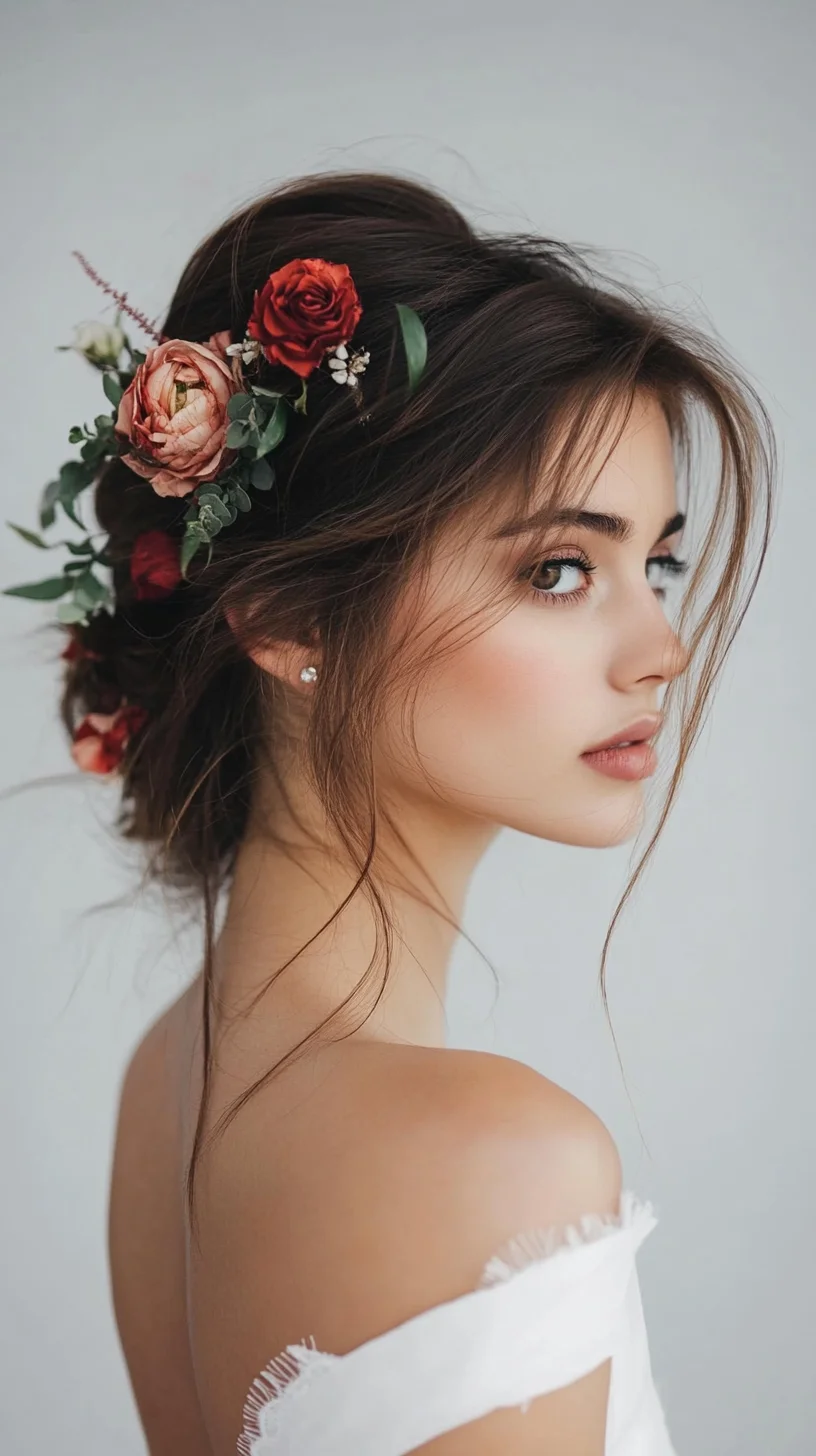 Enchanting Boho Chic A Floral Updo for Effortless Elegance