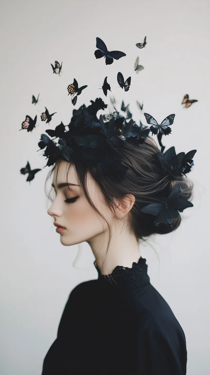 Enchanting Elegance A Whimsical Butterfly Crown Updo