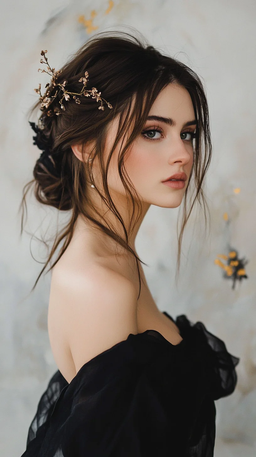 Enchanting Updo with Romantic Floral Accents