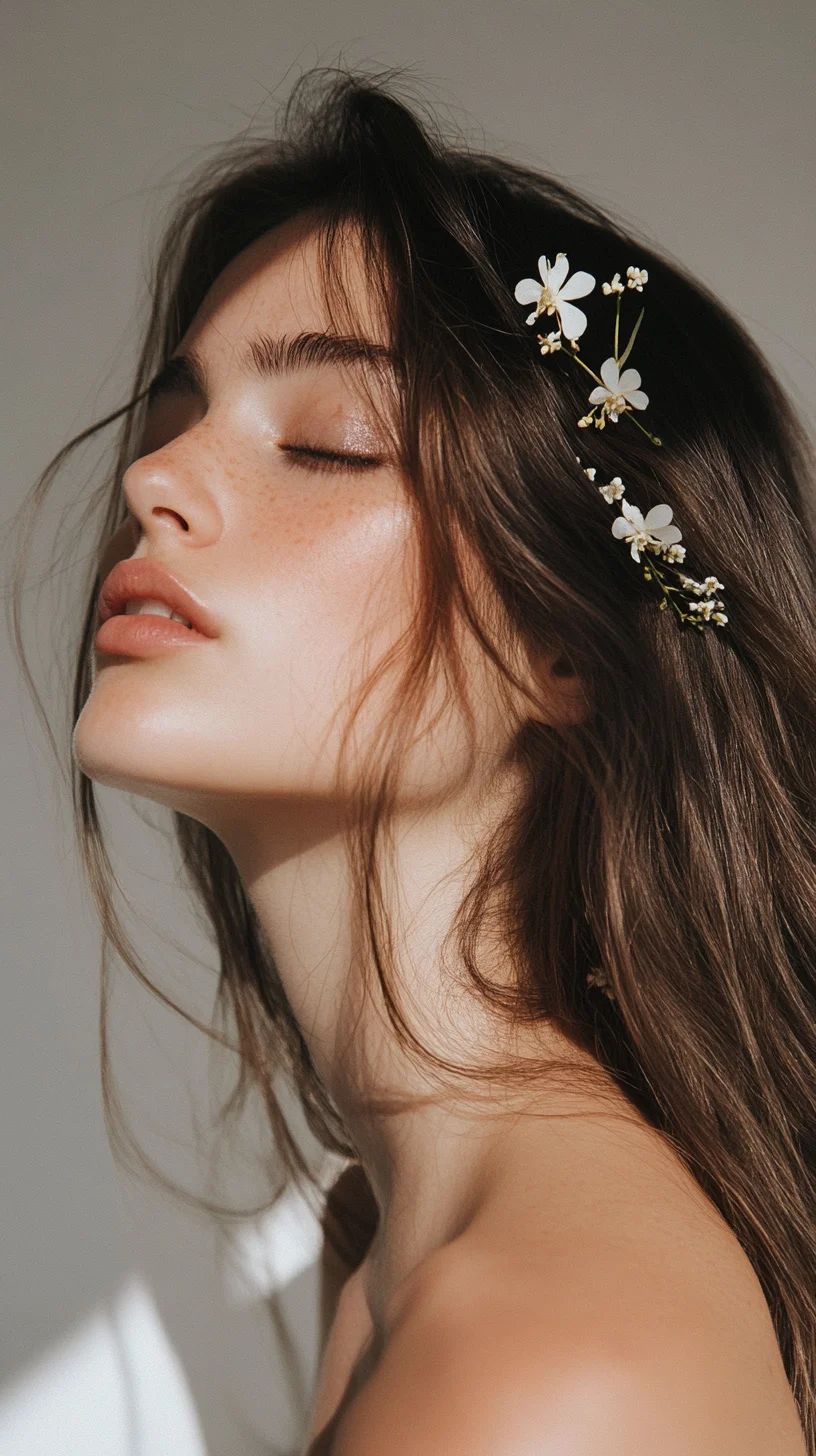 Ethereal Elegance Romantic Waves with Floral Accents