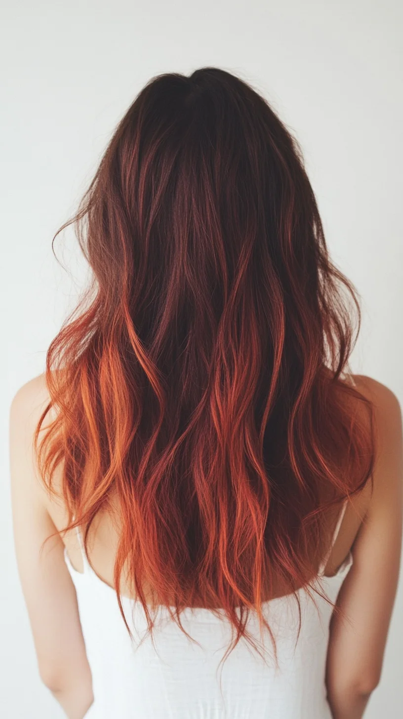 Fiery Ombre Waves A Bold Blend of Warmth and Texture