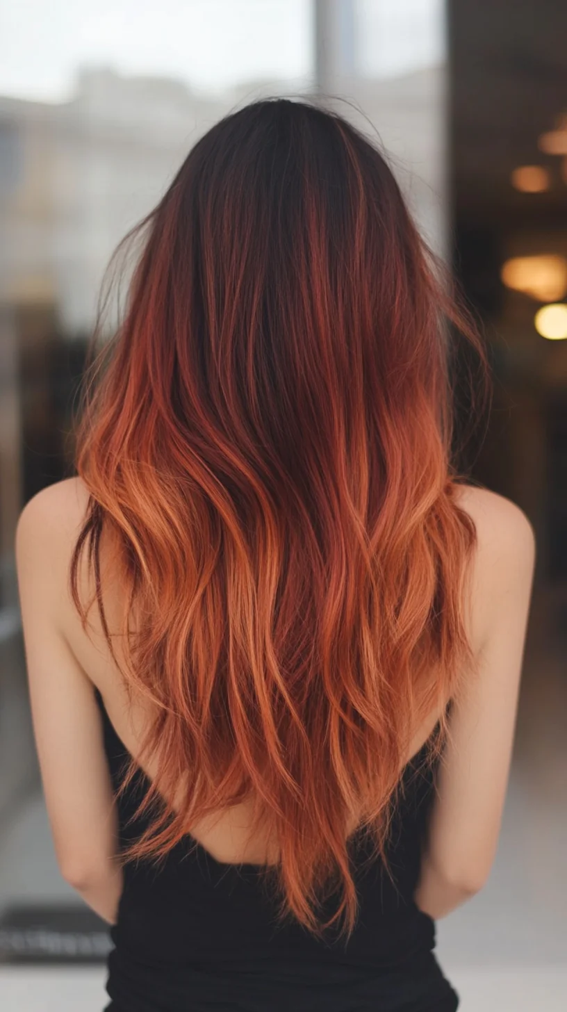 Fiery Ombre Waves A Striking Blend of Bold Color and Effortless Movement