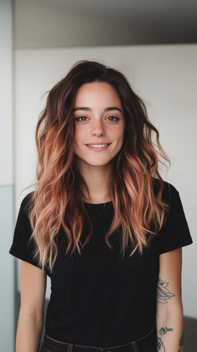 Hair Goals Effortlessly Chic Beach Waves with a Touch of Color