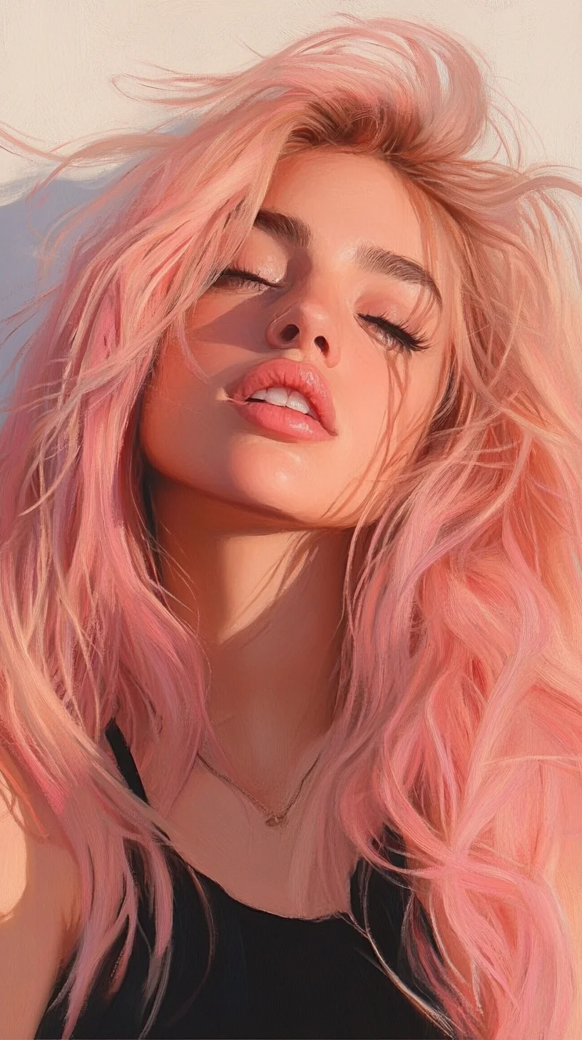 Head Turning Trendy Embrace the Effortlessly Chic Wavy Pink Locks!