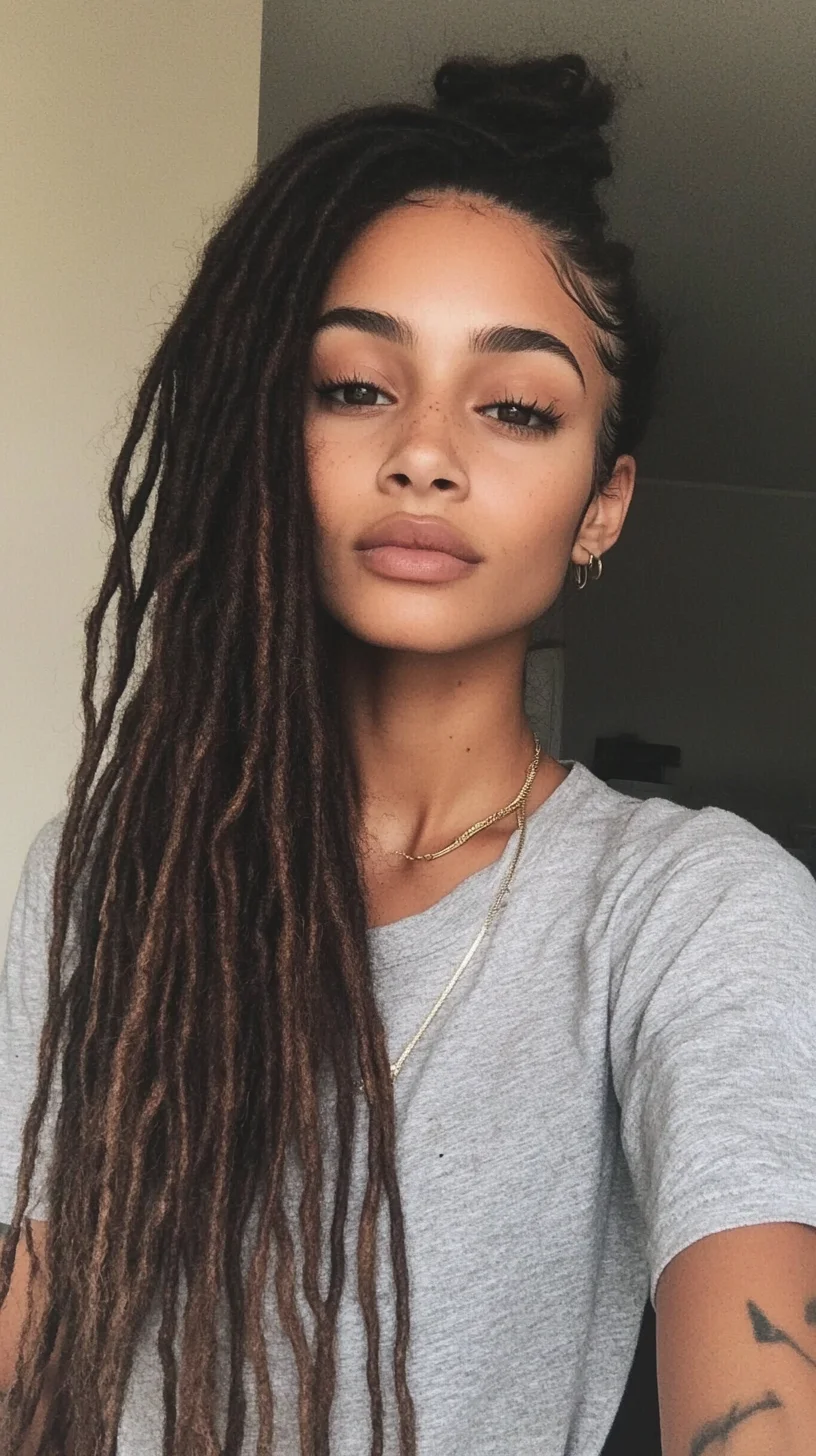 Heading: Effortless Elegance: Embrace the Charm of Long Dreadlocks