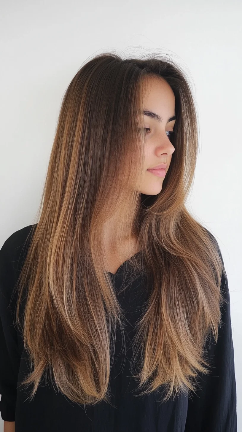 Heading: Effortlessly Chic Long Layers with Subtle Ombre Highlights