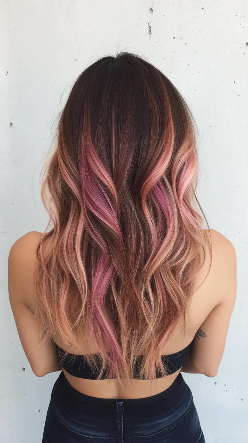 Heading: Effortlessly Chic: Ombre Waves with a Touch of Pink