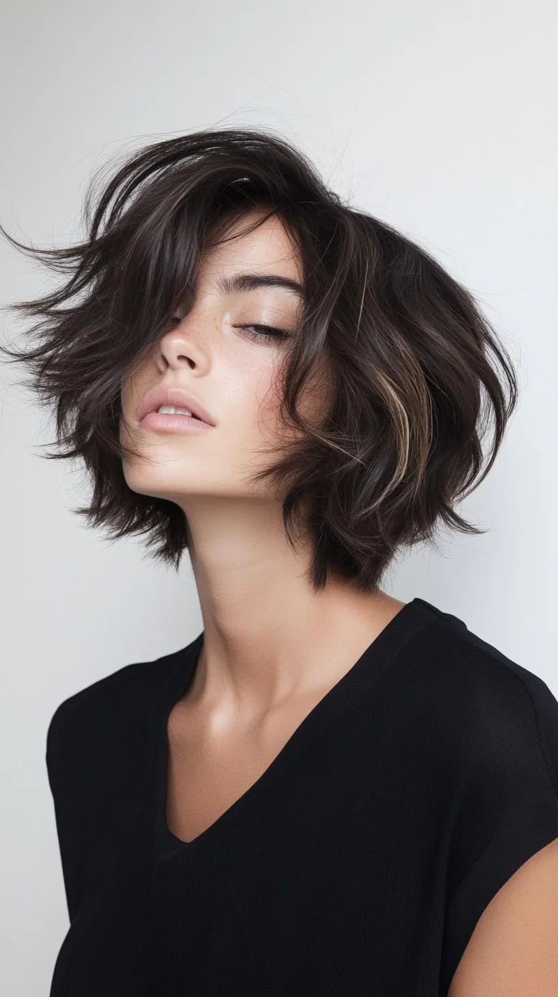 Heading: Effortlessly Chic: The Modern Textured Bob with Subtle Highlights