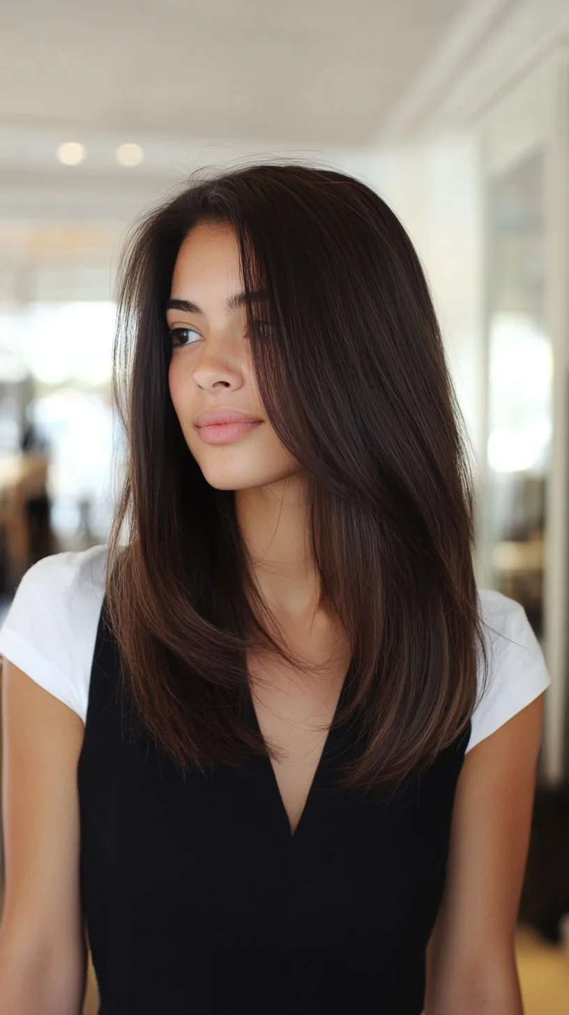 Heading: Effortlessly Chic: The Sleek Long Layered Hairstyle