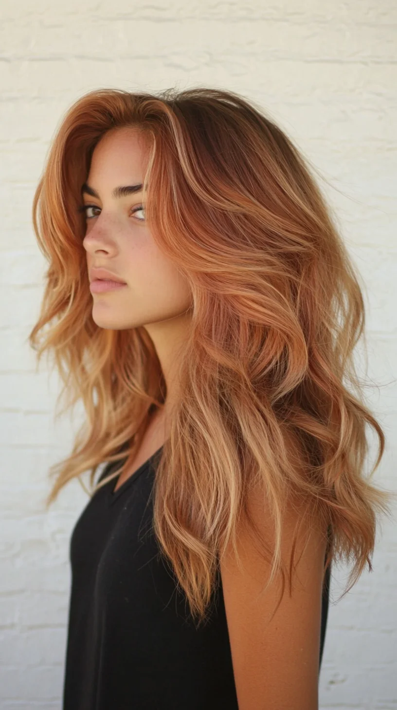 Heading: Effortlessly Chic: Voluminous Waves with Sunny Highlights