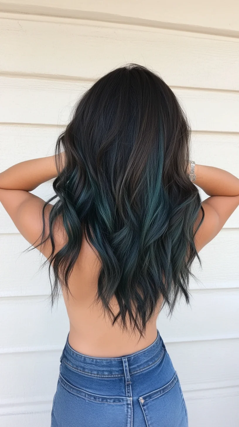 Heading: Effortlessly Chic Waves with a Pop of Teal