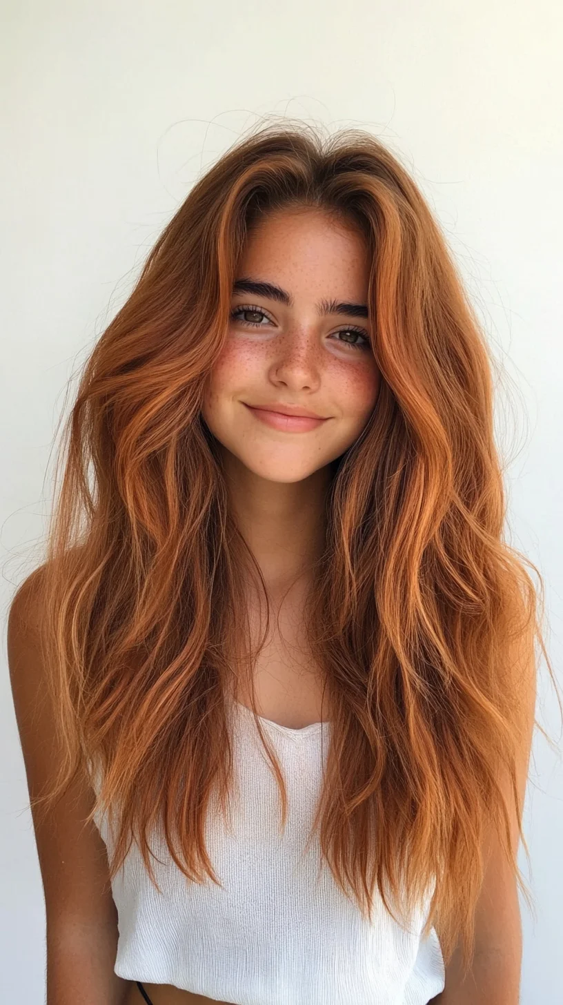 Heading: Effortlessly Gorgeous: The Bohemian Wave in Fiery Copper