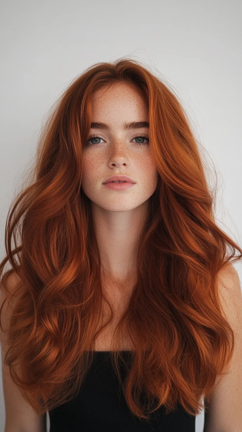 Heading: Luscious Copper Waves: The Ultimate Glamorous Look