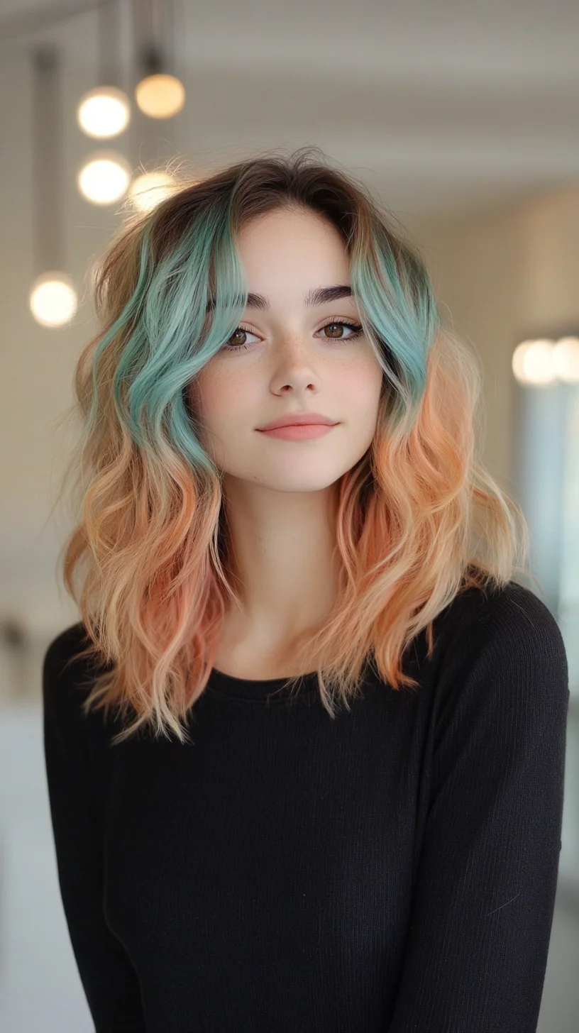 Heading: Radiant Waves: Playful Pastels Meet Effortless Texture