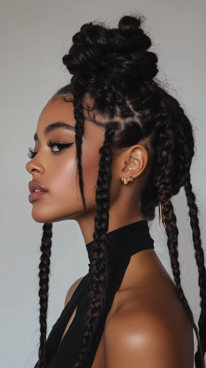 Head-turning Chic The Perfect Braided Bun and Box Braids Combo