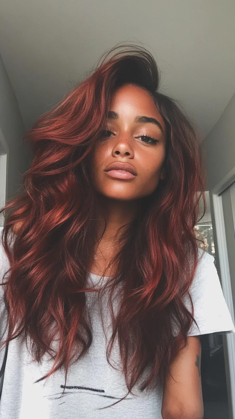 Luscious Layered Waves: The Ultimate Bold Red Mane