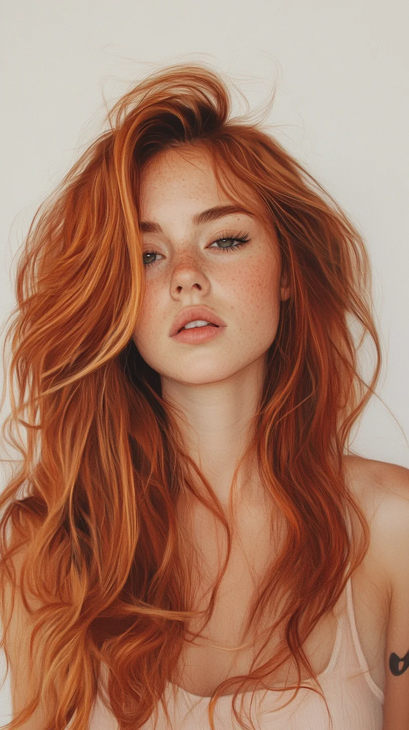 Lush Waves of Fiery Elegance: The Ultimate Long, Wavy Hair Look