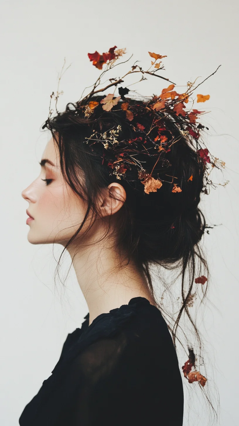 Natures Crown A Whimsical Autumn-Inspired Hairstyle