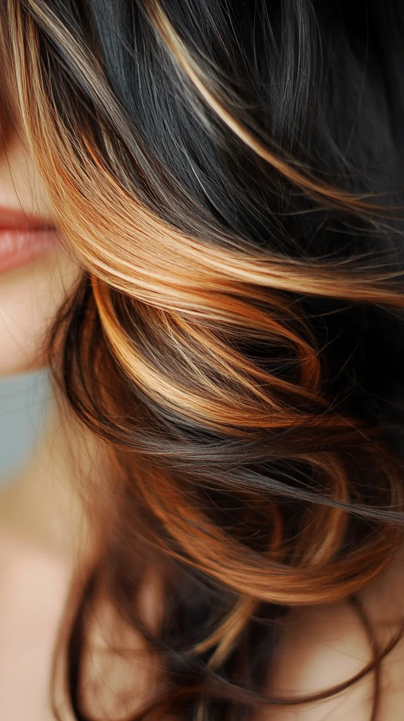 Radiant Waves: A Stylish Blend of Rich Chocolate Brown and Warm Caramel Highlights