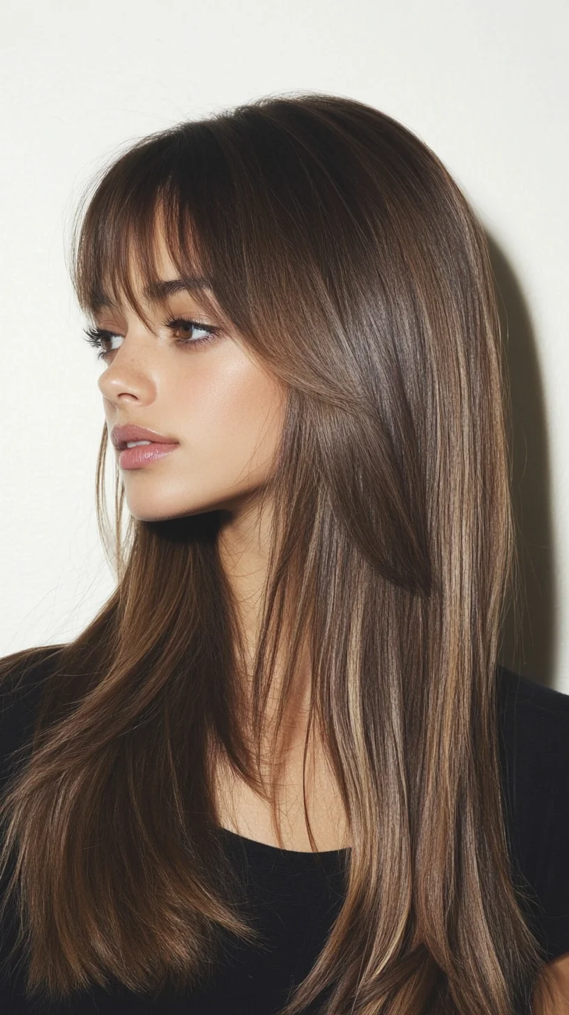 Sleek and Chic: The Perfect Long Hair with Fringed Layers