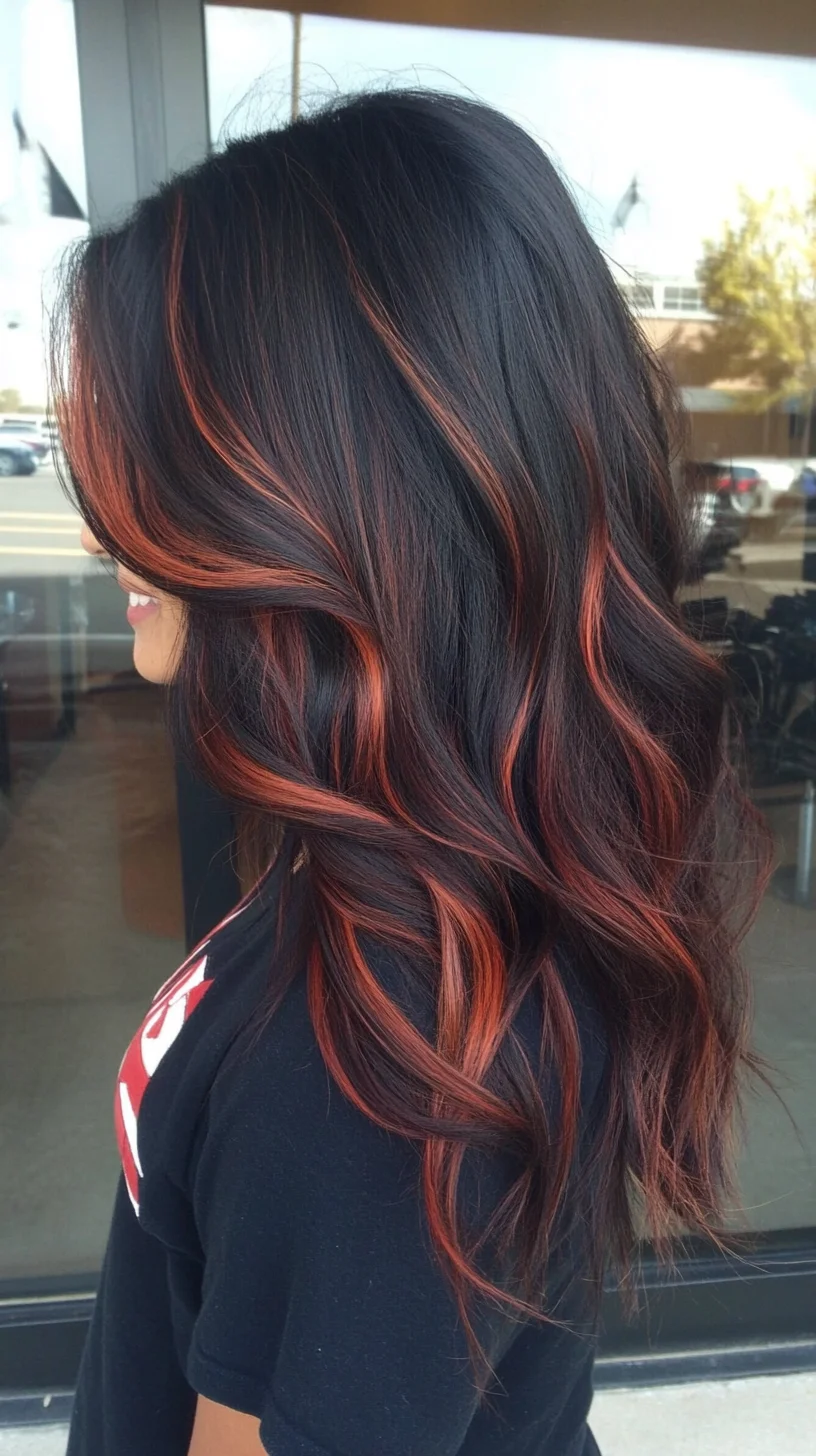 Striking Waves with Fiery Highlights: A Bold Statement Hairstyle