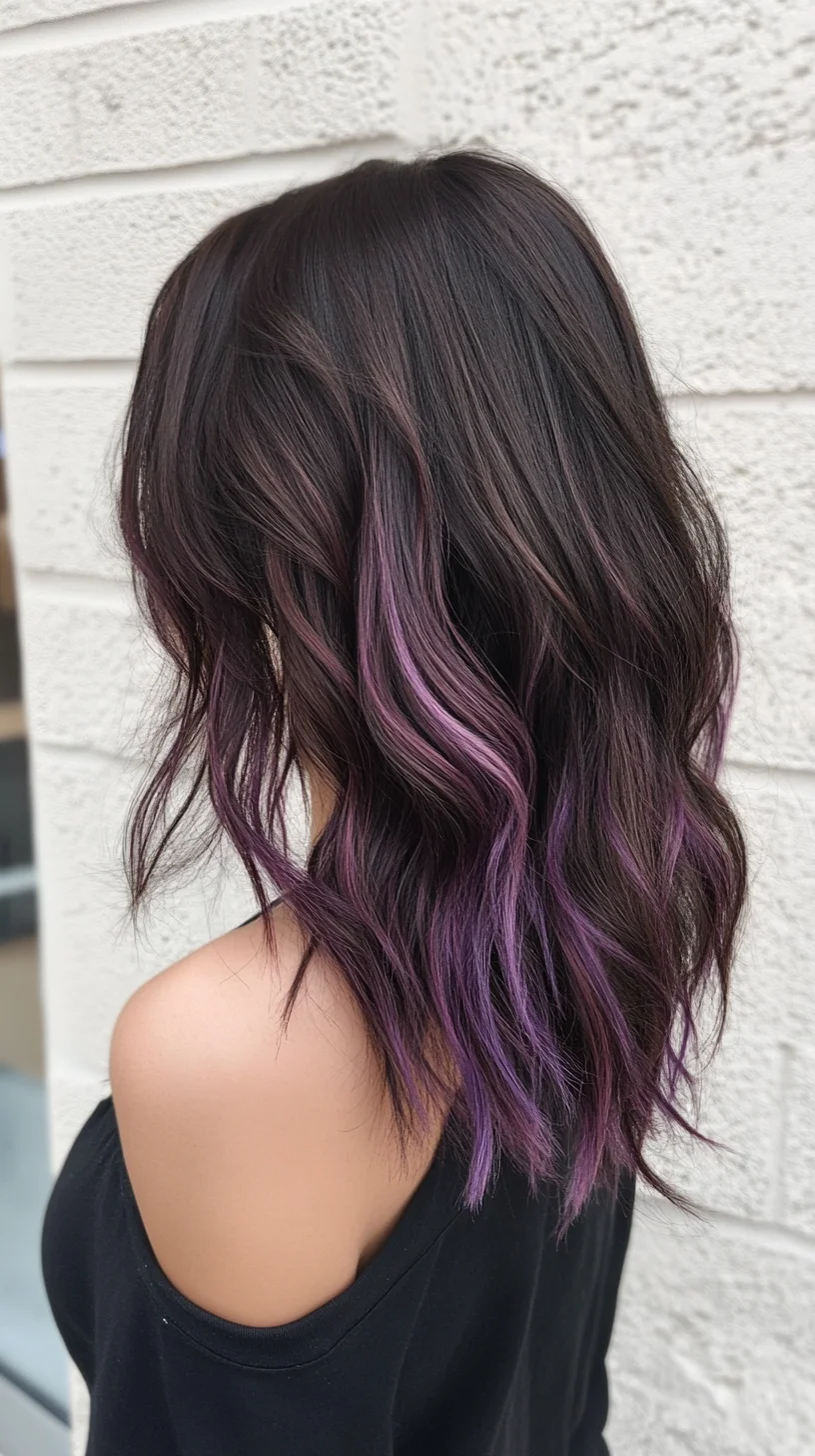 Trendy Ombre Waves: Effortlessly Chic with a Pop of Purple