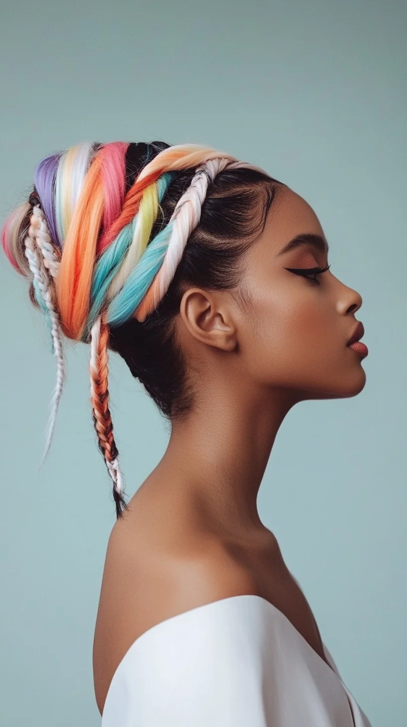 Vibrant Braided Obelisk A Colorful Twist on Chic Updos