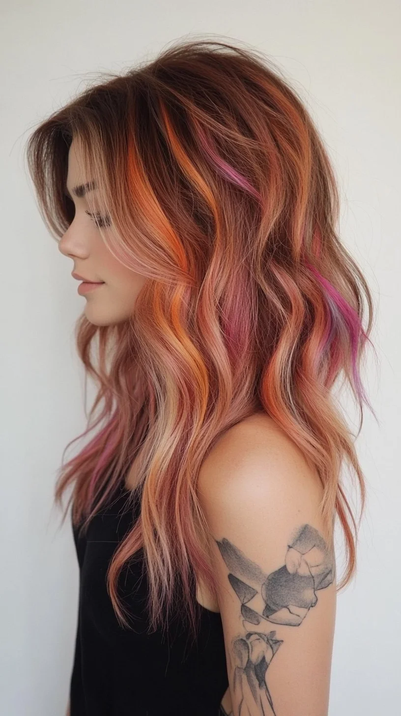 Vibrant Layered Waves: A Bold and Playful Hairstyle