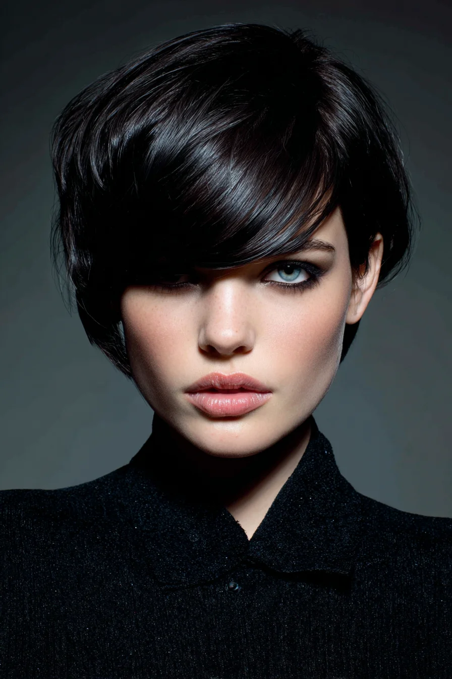 Asymmetrical Textured Pixie-Bob with Long Side‑Swept Fringe