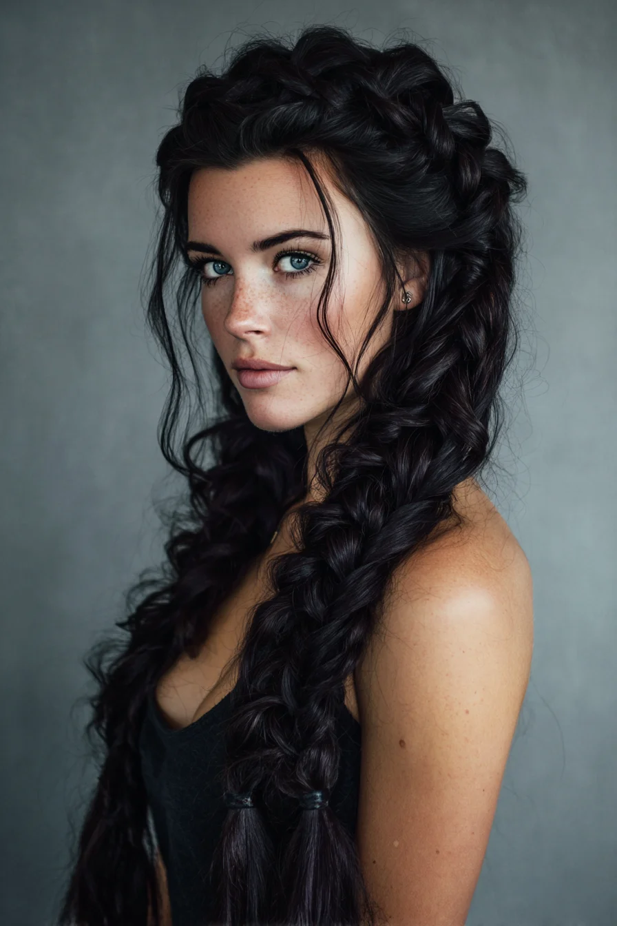 Boho Double Dutch Braids with Crown Braid and Face‑Framing Tendrils