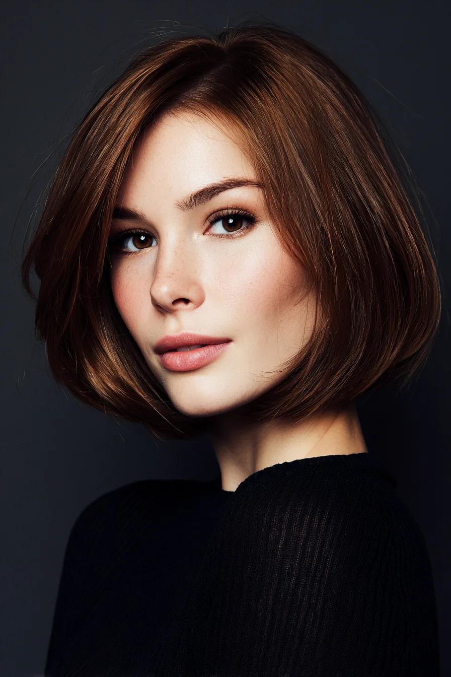 Chin-Length Sleek Blunt Bob with Soft Face-Framing Layers