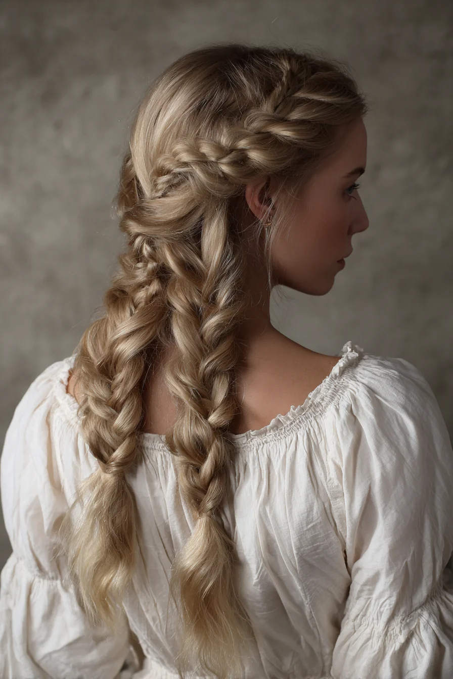 Chunky Double Braids with Crown French Braid — Boho Textured Look