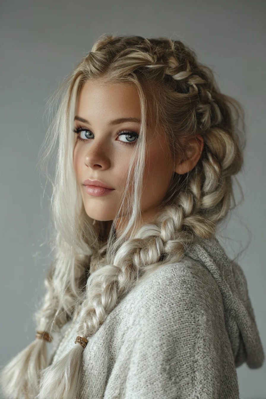 Chunky Dutch Braids with Soft Face‑Framing Pieces